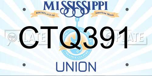 CTQ391 Mississippi License Plate