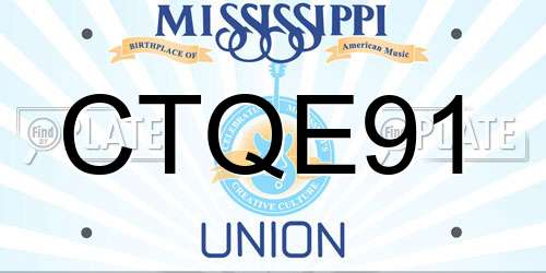 CTQE91 Mississippi License Plate
