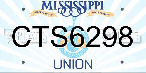CTS6298 Mississippi License Plate