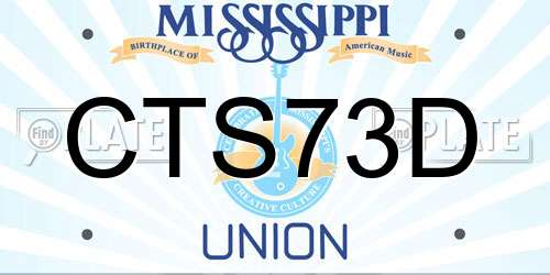CTS73D Mississippi License Plate