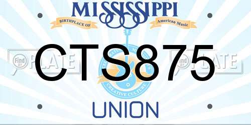 CTS875 Mississippi License Plate