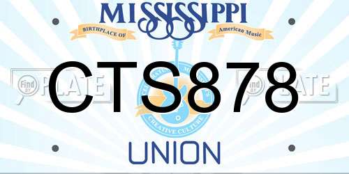 CTS878 Mississippi License Plate