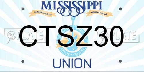 CTSZ30 Mississippi License Plate