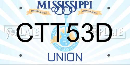 CTT53D Mississippi License Plate
