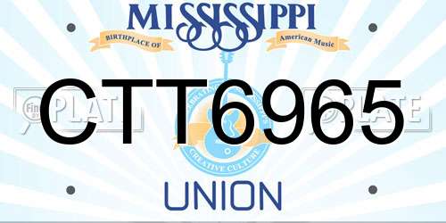 CTT6965 Mississippi License Plate