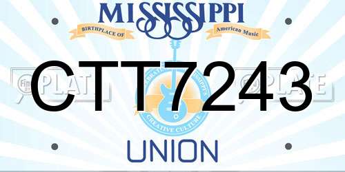 CTT7243 Mississippi License Plate