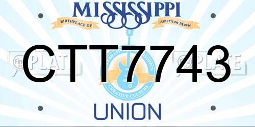 CTT7743 Mississippi License Plate