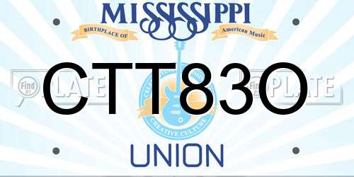 CTT83O Mississippi License Plate