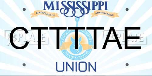 CTTTTAE Mississippi License Plate