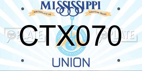 CTX070 Mississippi License Plate