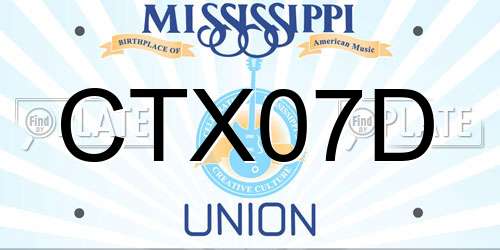 CTX07D Mississippi License Plate