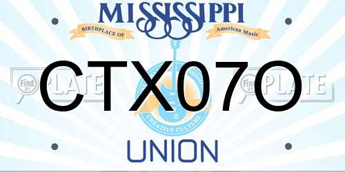 CTX07O Mississippi License Plate