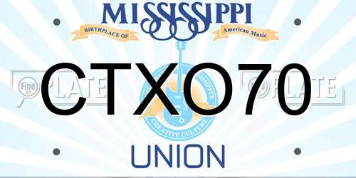 CTXO70 Mississippi License Plate