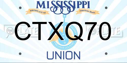 CTXQ70 Mississippi License Plate