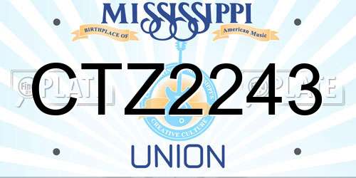 CTZ2243 Mississippi License Plate