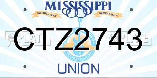 CTZ2743 Mississippi License Plate