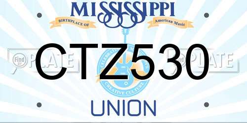 CTZ530 Mississippi License Plate