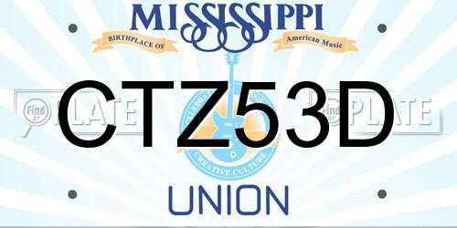 CTZ53D Mississippi License Plate