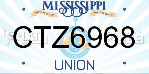 CTZ6968 Mississippi License Plate
