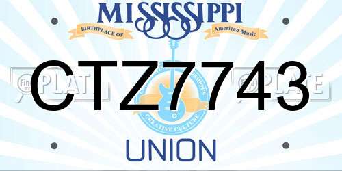 CTZ7743 Mississippi License Plate