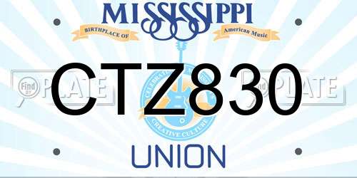 CTZ830 Mississippi License Plate