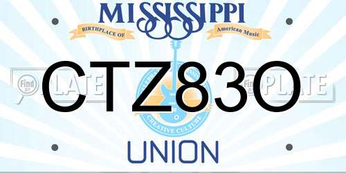 CTZ83O Mississippi License Plate