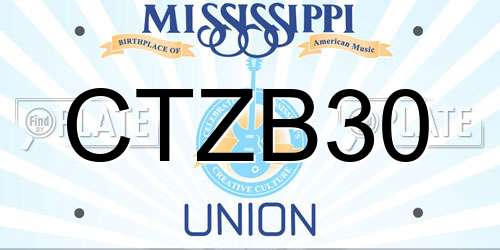 CTZB30 Mississippi License Plate