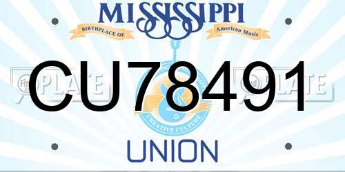 CU78491 Mississippi License Plate