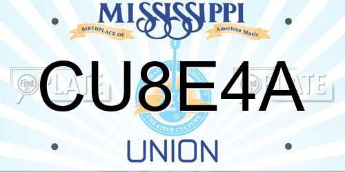CU8E4A Mississippi License Plate