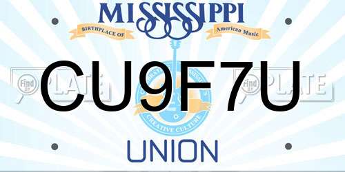 CU9F7U Mississippi License Plate