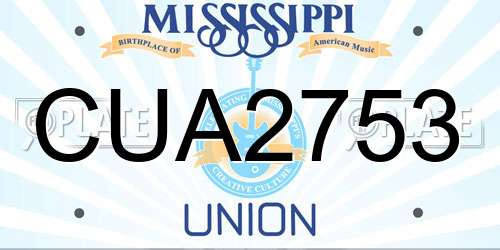 CUA2753 Mississippi License Plate
