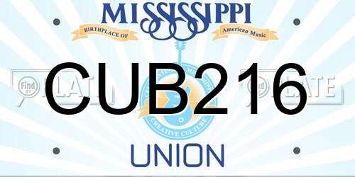 CUB216 Mississippi License Plate