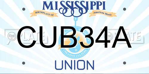 CUB34A Mississippi License Plate