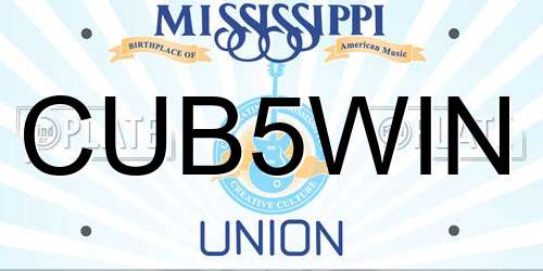 CUB5WIN Mississippi License Plate