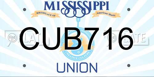 CUB716 Mississippi License Plate