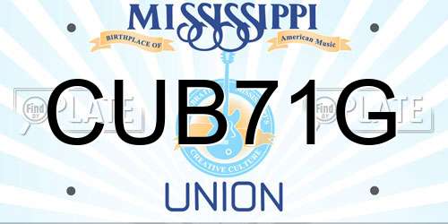 CUB71G Mississippi License Plate