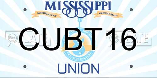 CUBT16 Mississippi License Plate