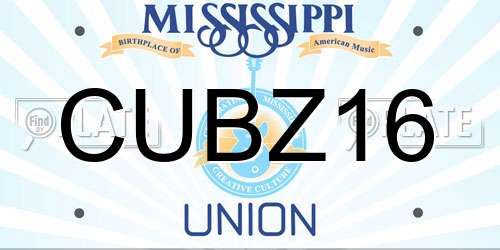 CUBZ16 Mississippi License Plate