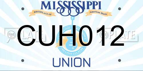 CUH012 Mississippi License Plate