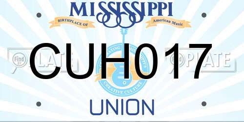CUH017 Mississippi License Plate