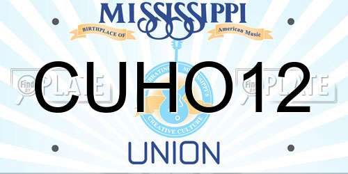 CUHO12 Mississippi License Plate
