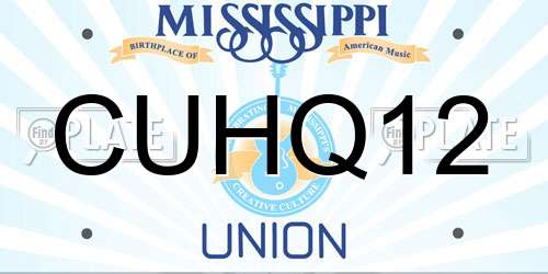 CUHQ12 Mississippi License Plate