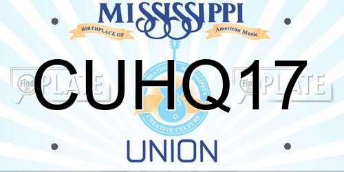 CUHQ17 Mississippi License Plate