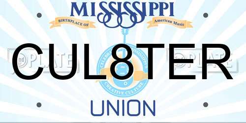 CUL8TER Mississippi License Plate
