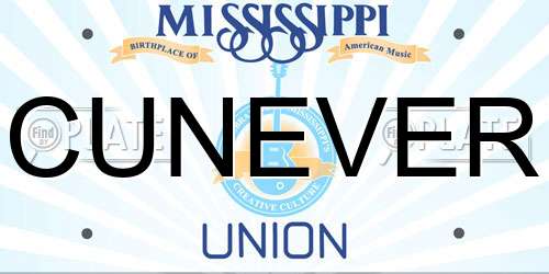 CUNEVER Mississippi License Plate