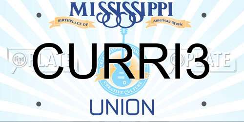 CURRI3 Mississippi License Plate