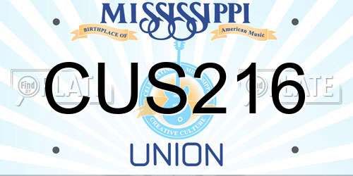 CUS216 Mississippi License Plate