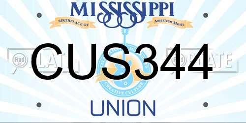 CUS344 Mississippi License Plate