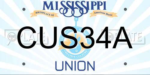 CUS34A Mississippi License Plate