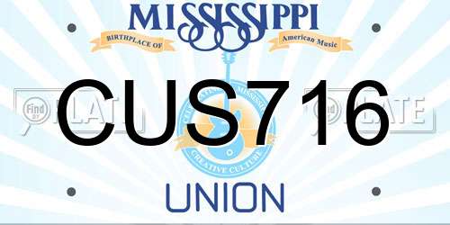 CUS716 Mississippi License Plate